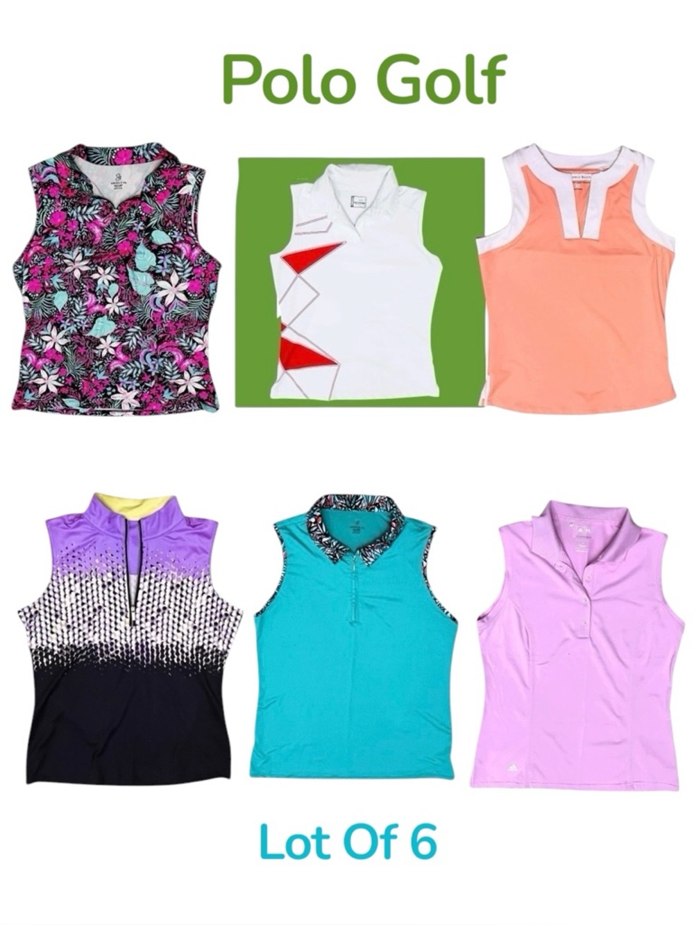 Shirt Top Women’s Sleeveless Multicolor Polo Sz M